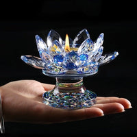 'Blue Lotus' Flower Glass Candle Holder - Allora Jade