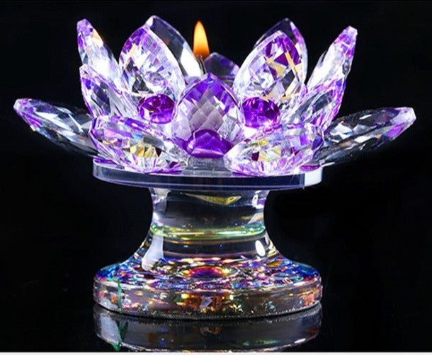 'Purple Lotus' Flower Glass Candle Holder - Allora Jade