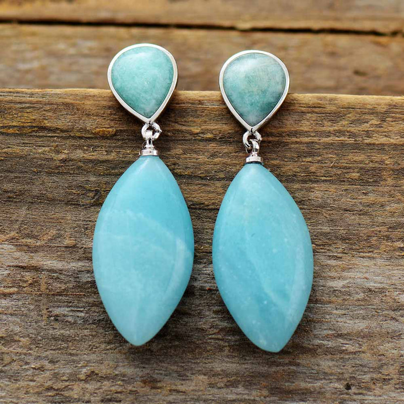 Women's 'Ngadhi' Natural Amazonite Crystal Drop Earrings - Allora Jade
