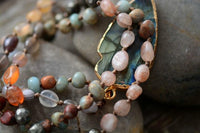 'Dyiraany' Agate Pyrite Jasper and Labradorite Bohemian Pendant Necklace - Allora Jade