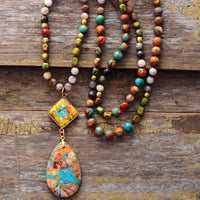 'Gidharra' Agate & Jasper Pendant Necklace - Womens Necklaces Crystal Necklace - Allora Jade