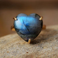 Labradorite Heart Adjustable Women's Ring - Allora Jade