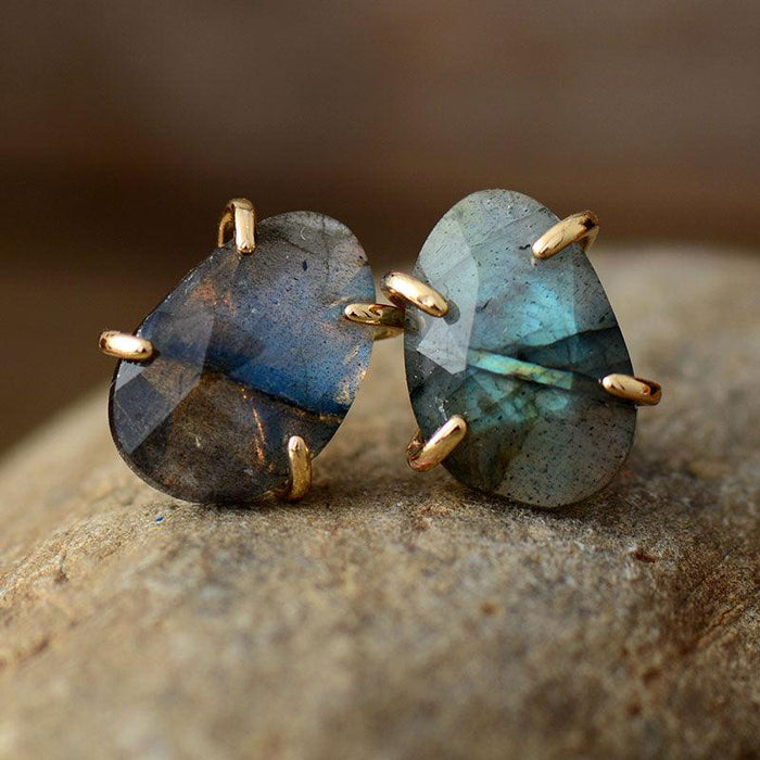 'Balanda' Labradorite Stud Earrings - Womens Earrings Crystal Earrings - Allora Jade