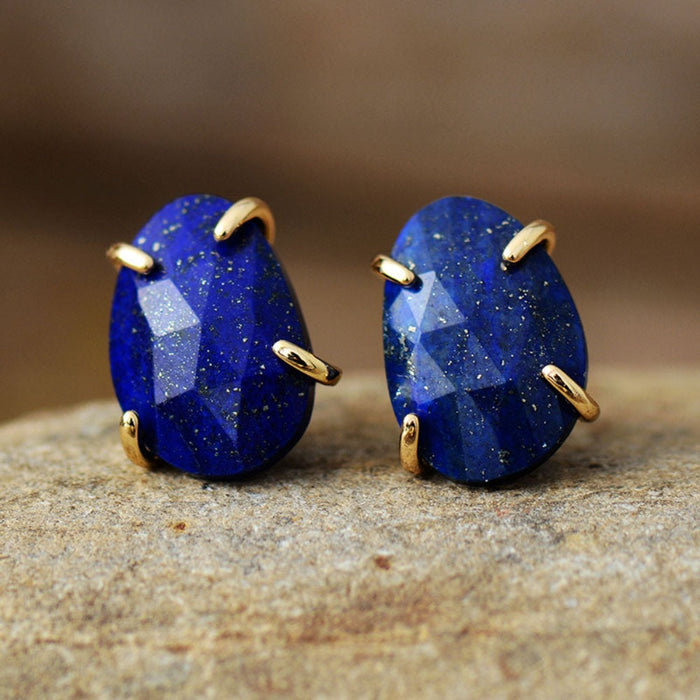 'Balanda' Natural Lapis Lazuli Stud Earrings | Allora Jade
