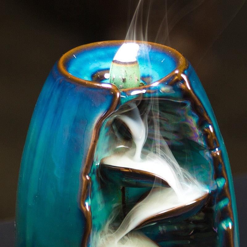 'The Waterfall' Ceramic Incense Holder - Aqua - Decor Incense Holder - Allora Jade