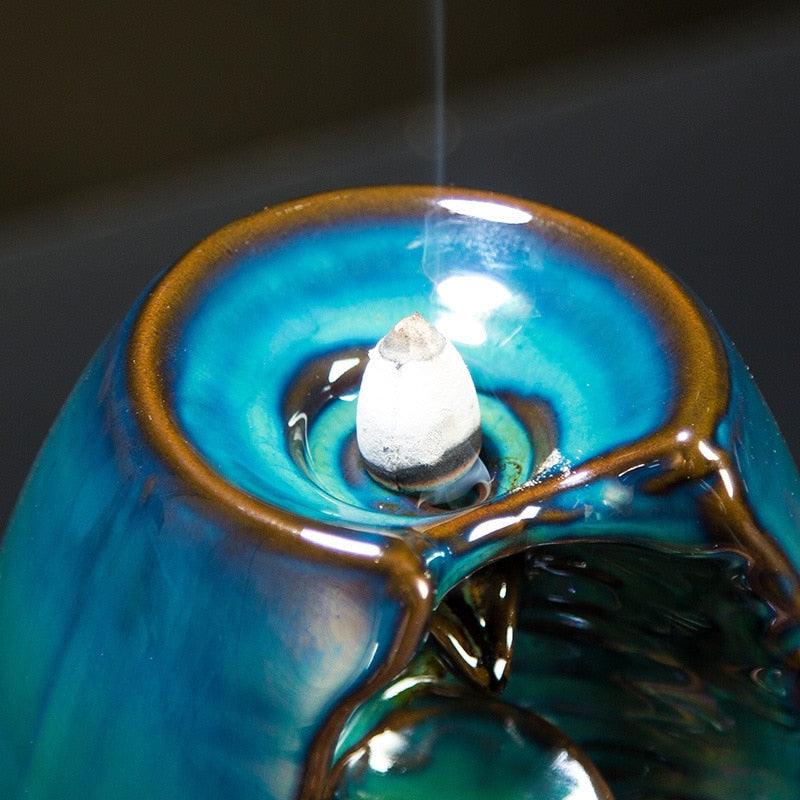 'The Waterfall' Ceramic Incense Holder - Aqua - Decor Incense Holder - Allora Jade