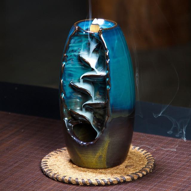'The Waterfall' Ceramic Incense Holder - Blue - Decor Incense Holder - Allora Jade