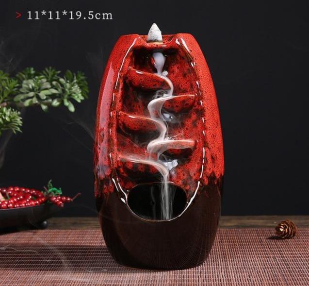'The Waterfall' Ceramic Incense Holder - Red - Decor Incense Holder - Allora Jade