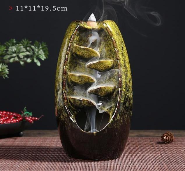 Waterfall Handmade Ceramic Backflow Incense Burner ALLORA JADE