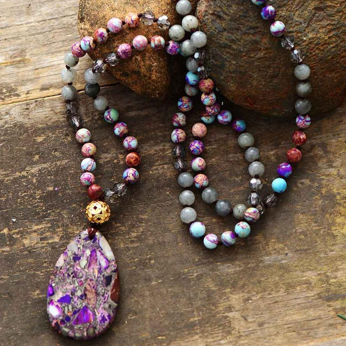 'Yariwan' Labradorite & Purple Jasper Pendant Necklace - Womens Necklaces Crystal Necklace - Allora Jade