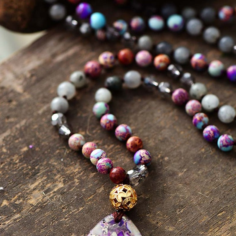 Bohemian 'Yariwan' Labradorite and Imperial Jasper Pendant Necklace | Allora Jade