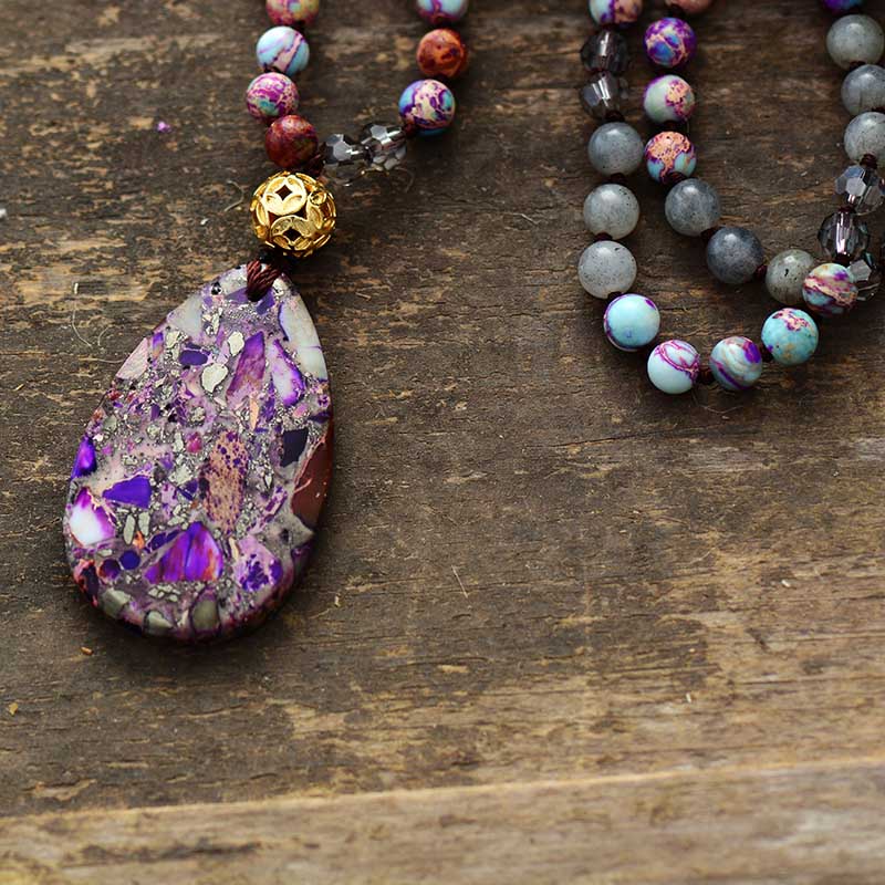 Bohemian 'Yariwan' Labradorite and Imperial Jasper Pendant Necklace | Allora Jade