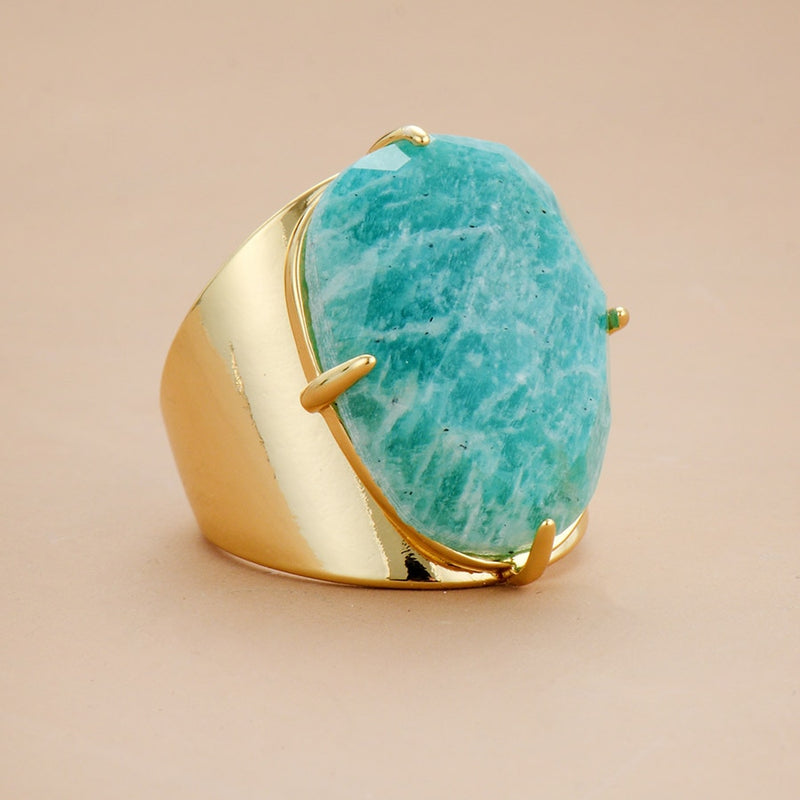 Natural Amazonite Statement Ring - Allora Jade