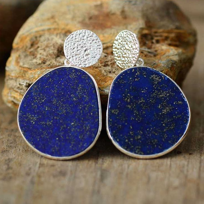 Women's 'Yalu' Natural Lapis Lazuli Drop Earrings | Allora Jade