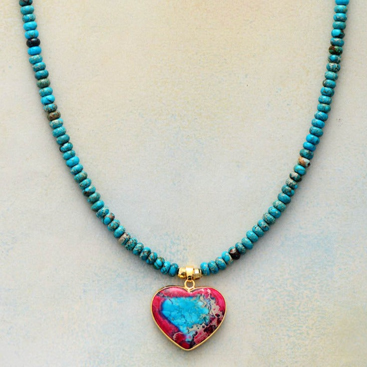 'Heart' Blue Jasper Pendant Necklace | ALLORA JADE
