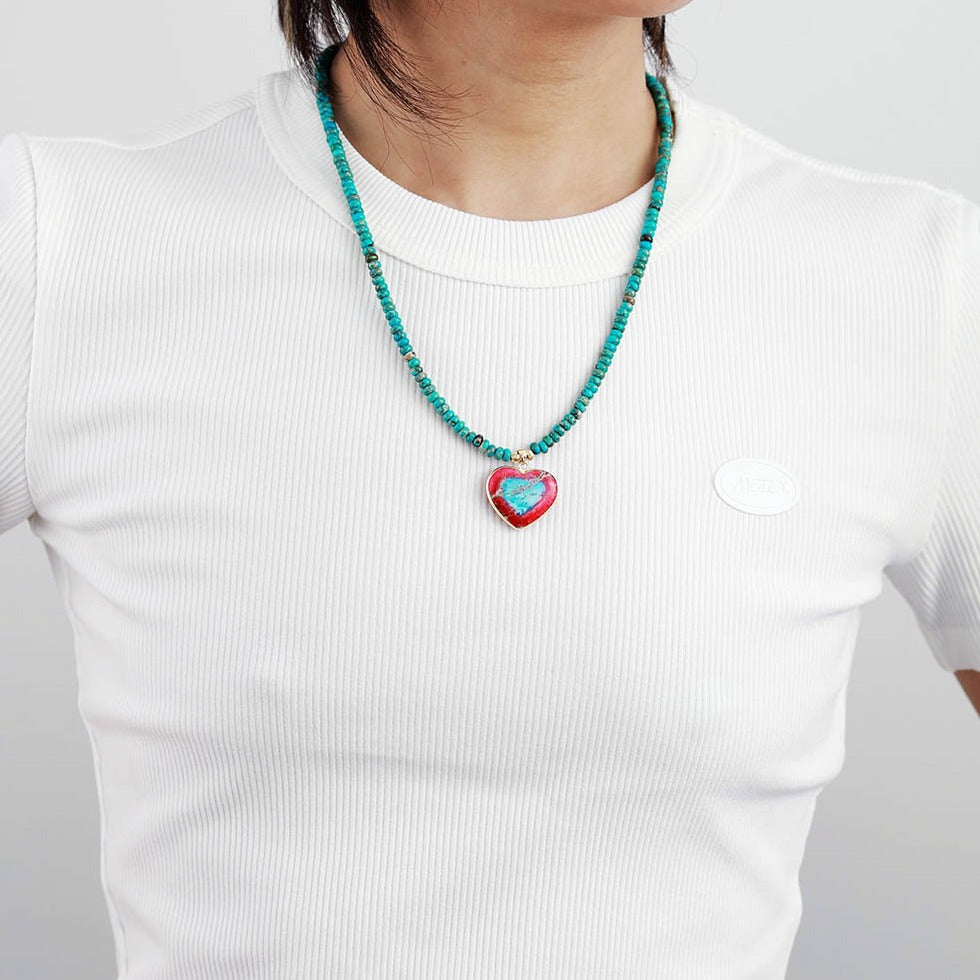 'Heart' Blue Jasper Pendant Necklace | ALLORA JADE