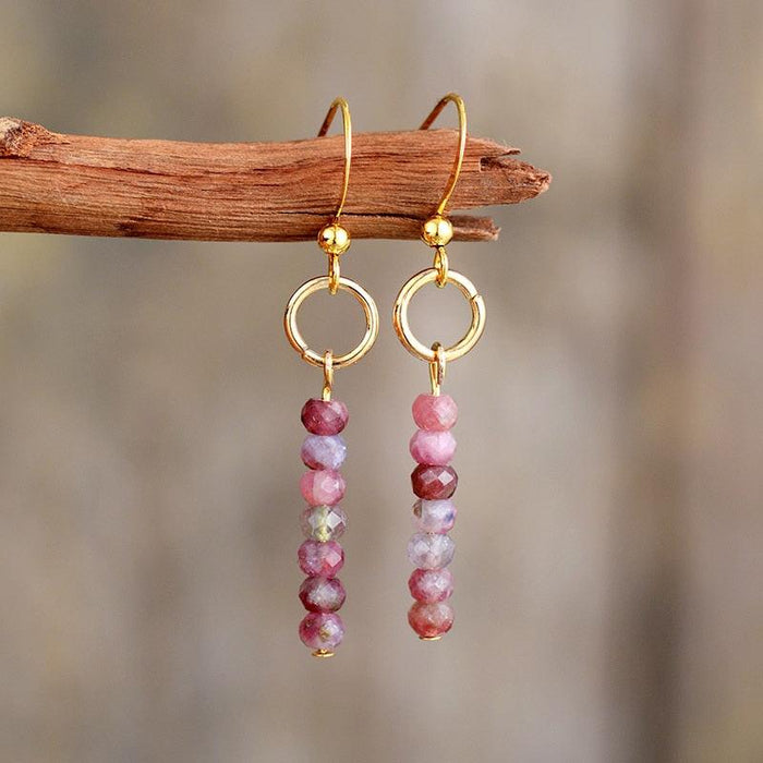'Ngawa' Pink Jasper Dangle Earrings - Womens Earrings Crystal Earrings - Allora Jade