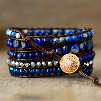 Women's Lapis Lazuli Charm and Beads and Jasper Beads Wrap Bracelet - Allora Jade