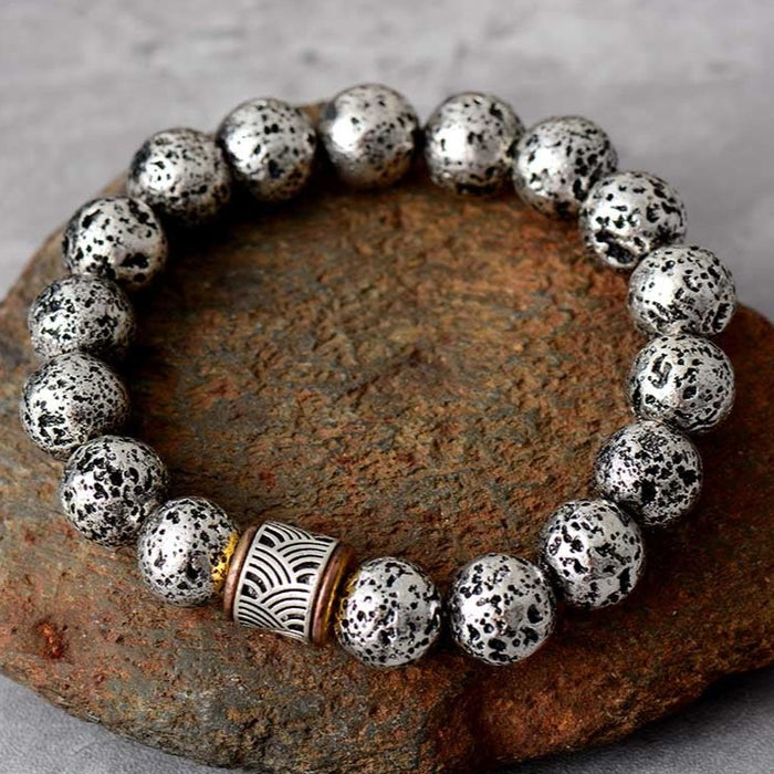 Lava Stone Beaded Stretchy Bracelet - Allora Jade
