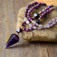'Ngalgarra' Jasper & Amethyst Cone Pendant Necklace