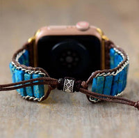 Blue Jasper Beads Apple Watch Band - Womens Crystal Watch Bands - Allora Jade