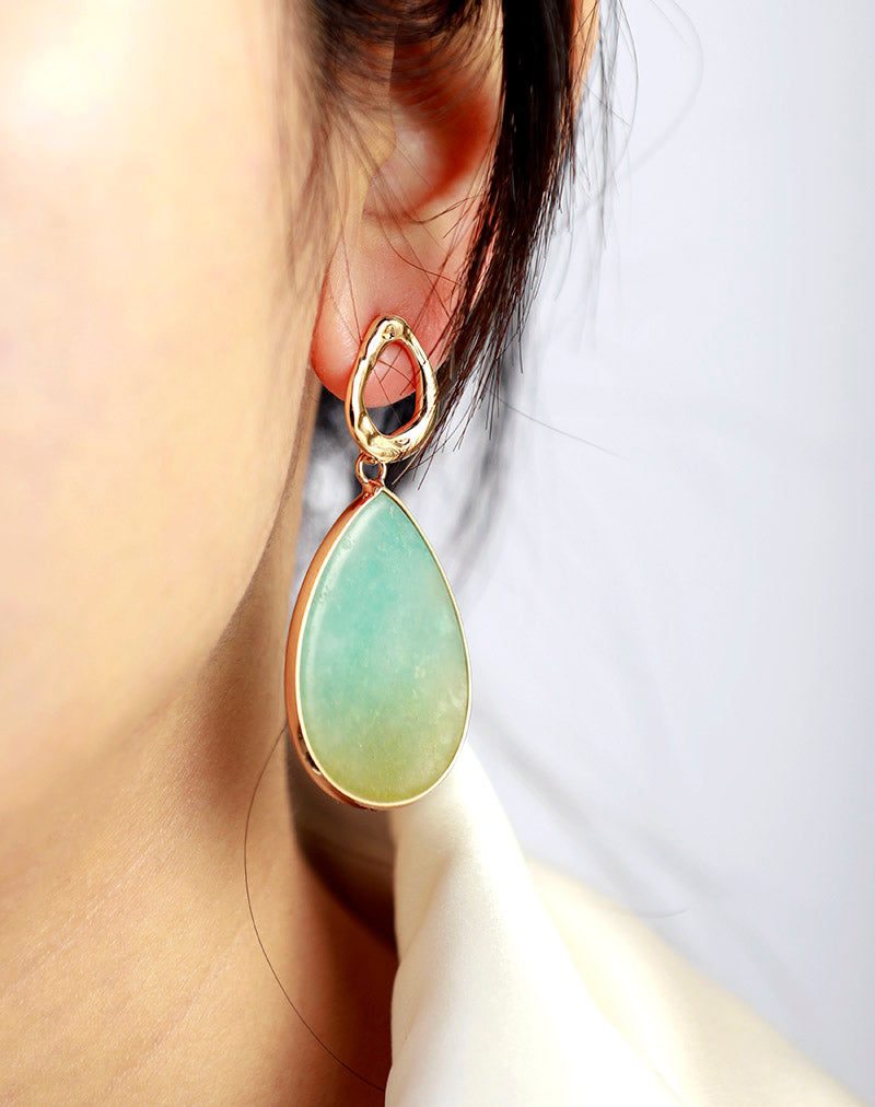 'Yindi' Natural Amazonite Drop Earrings | Allora Jade