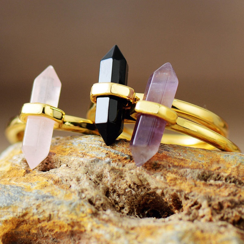 Black Onyx Hexagonal Cone Ring - Allora Jade
