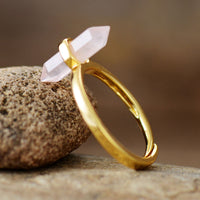 Rose Quartz Hexagonal Cone Ring - Allora Jade