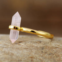 Rose Quartz Hexagonal Cone Ring - Allora Jade