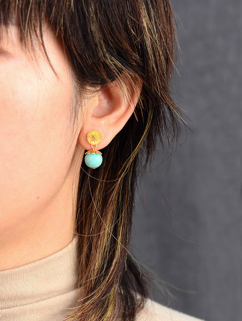 'Daisy' Natural Amazonite Drop Earrings | Allora Jade