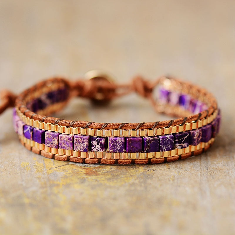 Purple Jasper Cuff Bracelet - Allora Jade