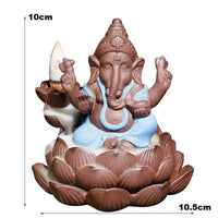 'Ganesha Lotus' Handmade Ceramic Backflow Incense Holder | Allora Jade