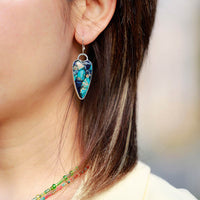 'Alinta' Jasper Blue Heart Drop Earrings | Allora Jade