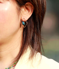 'Midhang' Blue Apatite Irregular Stud Earrings | Allora Jade