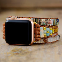 Agate, Onyx and Jasper Apple Watch Band Wax Cord Wrap | Allora Jade