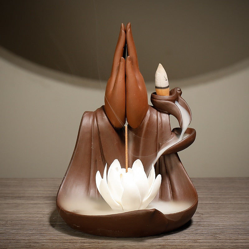 'Zen Lotus' Handmade Ceramic Backflow Incense Holder Burner | Allora Jade