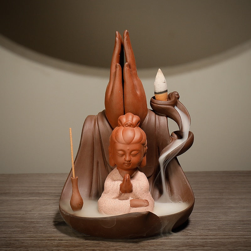 'Zen II' Handmade Ceramic Backflow Incense Holder Burner - Allora Jade