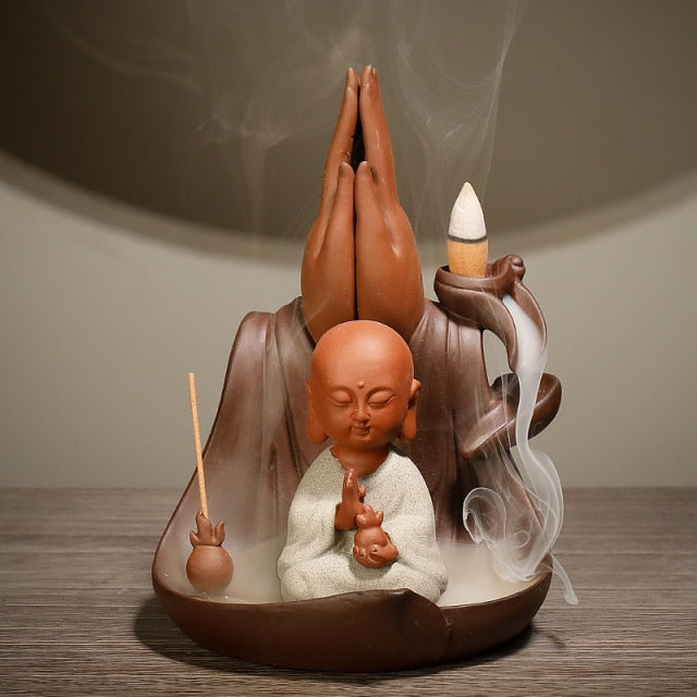 'Zen I' Handmade Ceramic Backflow Incense Holder Burner - Allora Jade